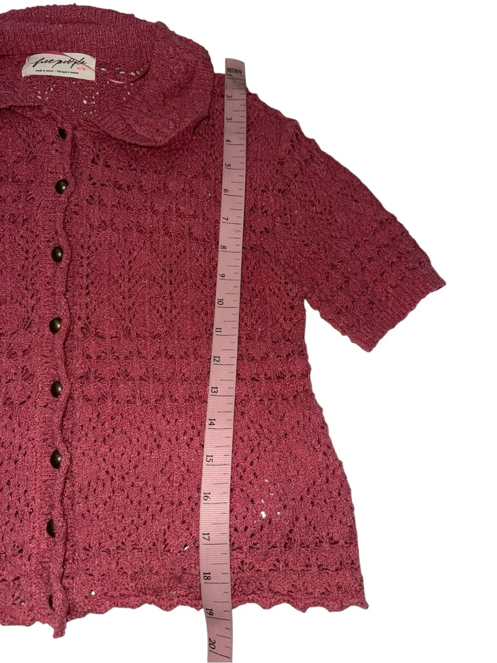 Free People Daylight Crochet Cardigan - Faded Rose Pink XS